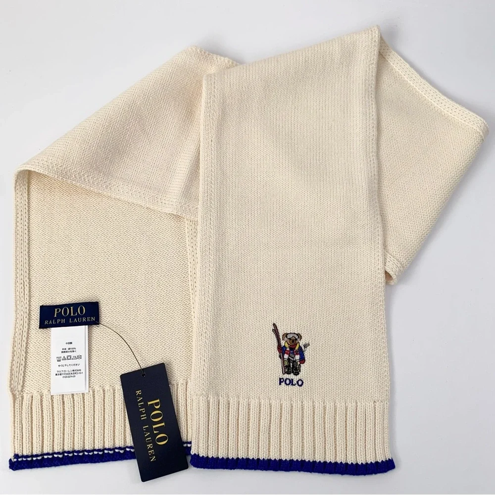 Hold Ralph Lauren polo bear embroidered scarf 100% cotton